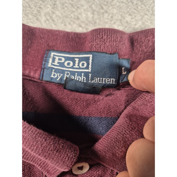 Polo Ralph Lauren Striped Rugby Long Sleeve Shirt Mens Large 90s Preppy - Picture 3 of 7